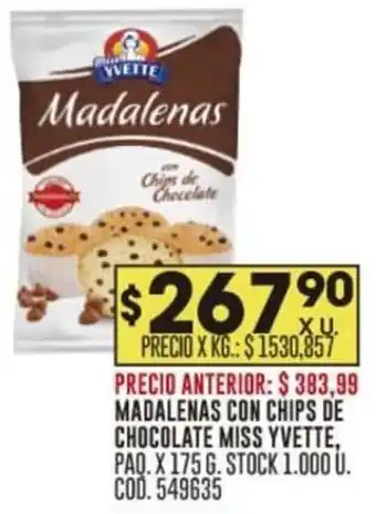 Coto MADALENAS CON CHIPS DE CHOCOLATE MISS YVETTE oferta