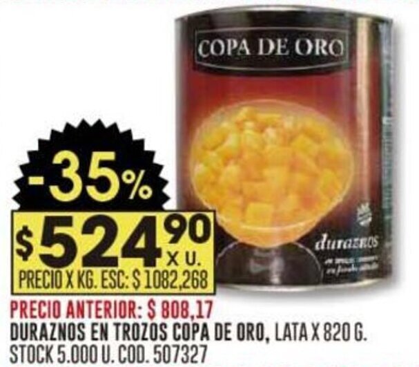 Coto DURAZNOS EN TROZOS COPA DE ORO oferta