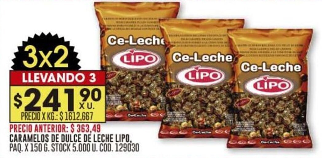 Coto CARAMELOS DE DULCE DE LECHE LIPO oferta