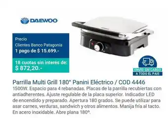Daewoo Parrilla Multi Grill 180° Panini Eléctrico Cod 4446