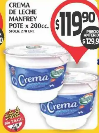 Supermercados Malambo Crema De Leche Manfrey Pote x 200cc oferta