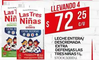 Supermercados DIA Las Tres Niñas Leche Entera-descremada Extra Defensas 1L oferta