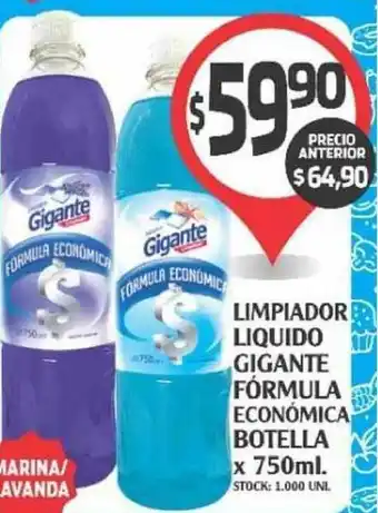 Limpiador Liquido Gigante Fórmula Economica Botella x 750ml