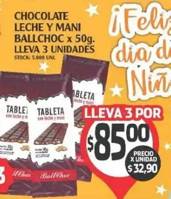 Supermercados Malambo Chocolate Leche Y Mani Ballchoc x 50g Lleva 3 Unidades oferta