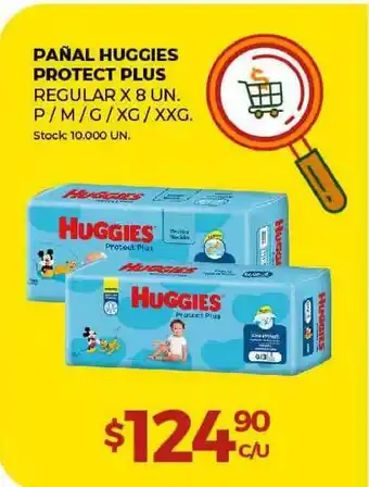 Super MAMI Pañal Huggies Protect Plus Regular x 8 Un. P/M/G/XG/ XXG oferta