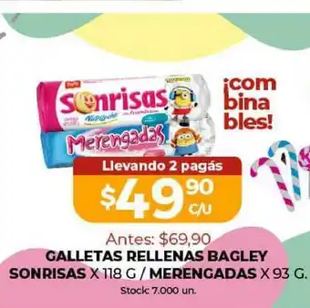 Galletas Rellenas Bagley Sonrisas x 118g / Merengadas x 93g