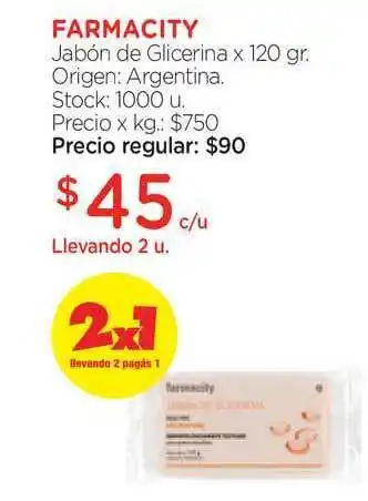 Farmacity Farmacity Jabón De Glicerina x 120gr oferta
