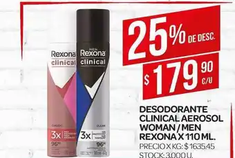 Supermercados DIA Rexona Desodorante Clinical Aerosol Woman-men x 110ml oferta