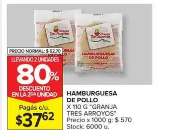 Carrefour Hamburguesa De Pollo X 100g oferta