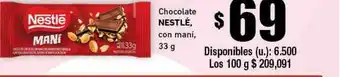 Cooperativa Obrera Chocolate Nestlé Con Mani 33g oferta
