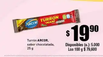 Cooperativa Obrera Arcor Turrón Sabor Chocolatada 25g oferta