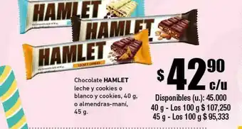 Cooperativa Obrera Chocolate Hamlet Leche Y Cookies O Blanco Y Cookies O Almendras-mani oferta