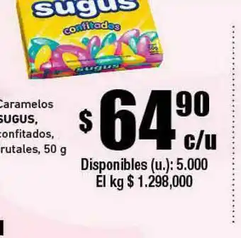 Cooperativa Obrera Caramelos Sugus Confitados Frutales 50g oferta
