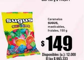 Caramelos Sugus Masticables Frutales 150g