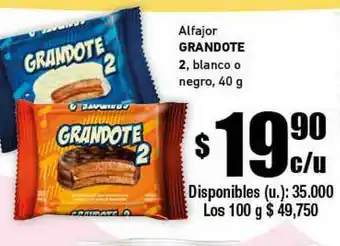Cooperativa Obrera Grandote Alfajor 2 Blanco O Negro 40g oferta
