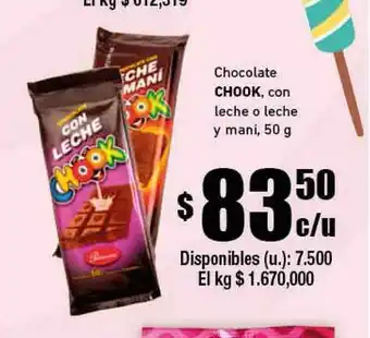 Cooperativa Obrera Chocolate Chook Con Leche O Leche Y Mani 50g oferta