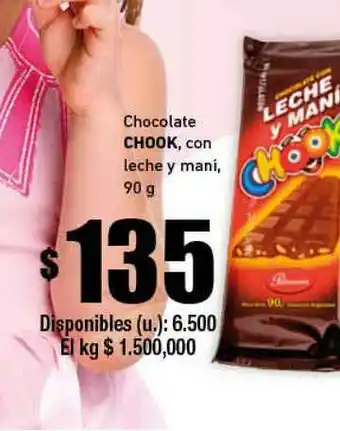 Cooperativa Obrera Chocolate Chook Con Leche Y Mani 90g oferta