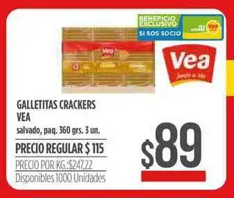Supermercados Vea Vea Galletitas Crackers 360grs 3 un oferta