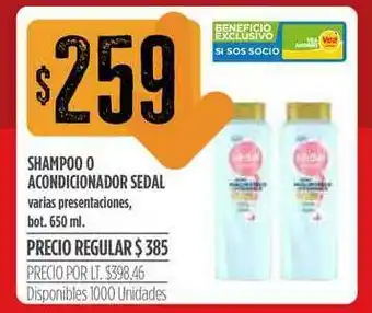 Supermercados Vea Shampoo Acondicionador Sedal 650ml oferta