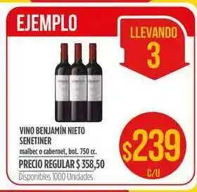 Supermercados Vea Vino Benjamin Nieto Senetiner 750cc oferta