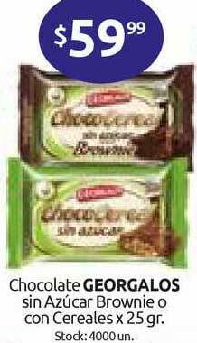 Cordiez Georgalos Chocolate Sin Azúcar Brownie O Con Cereales x 25gr oferta