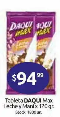 Cordiez Daqui Tableta Max Leche Y Maní x 120gr oferta