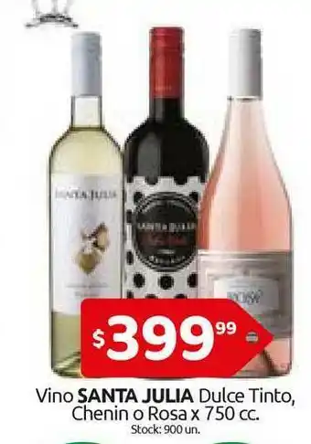 Cordiez Santa Julia Vino Dulce Tinto Chenin O Rosa x 750cc oferta