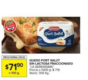Carrefour Market Queso Prot Salut Sin Lactosa Fraccionado La Serenísima x 100g oferta