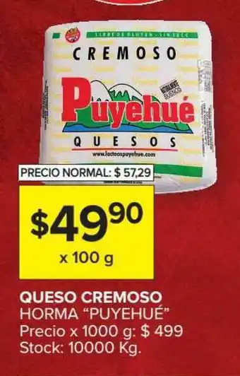 Carrefour Market Queso Cremoso Horma Puyehué x 100g oferta