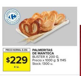 Carrefour Market Palmeritas De Manteca Blister x 200g oferta