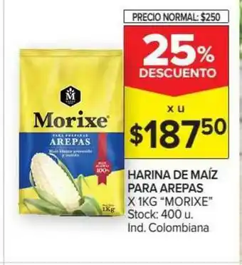 Carrefour Market Harina De Maíz Para Arepas Morixe x 1kg oferta