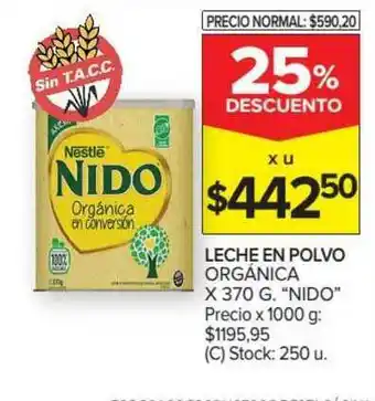 Carrefour Market Leche En Polvo Orgánica Nido x 370g oferta