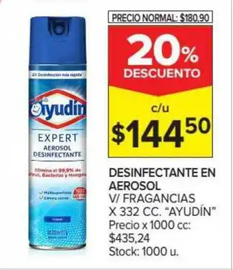 Carrefour Market Desinfectante En Aerosol V Fragaancias Ayudín x 332cc oferta