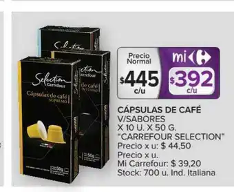 Carrefour Market Cápsulas De Café V Sabores Carrefour Selection x 10u x 50g oferta