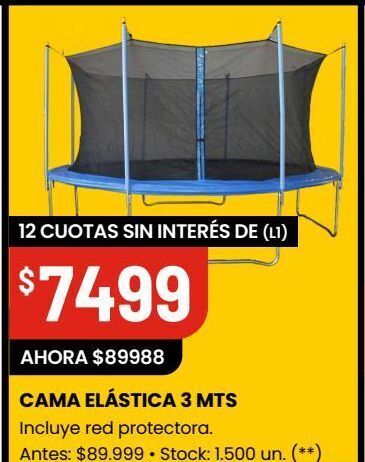 Changomas Cama elástica 3 mts incluye red protectora. oferta