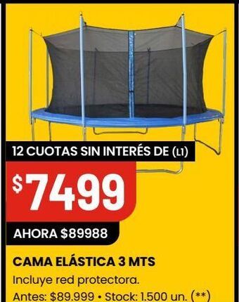 Changomas Cama elástica 3 mts incluye red protectora. oferta