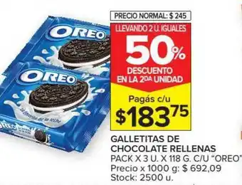 Carrefour Market Galletitas De Chocolate Rellenasx 3u x 118g oferta