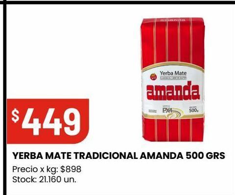 Changomas Yerba mate tradicional amanda 500 grs oferta