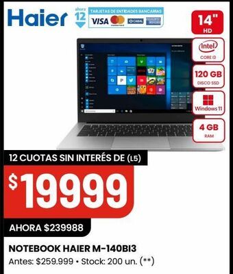 Changomas Notebook haier m-140bi3 oferta