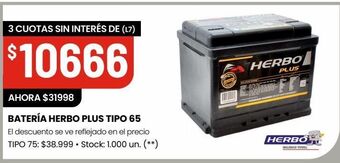 Changomas Batería herbo plus tipo 65 oferta