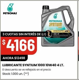 Changomas Lubricante syntium 1000 10w40 4 lt. oferta