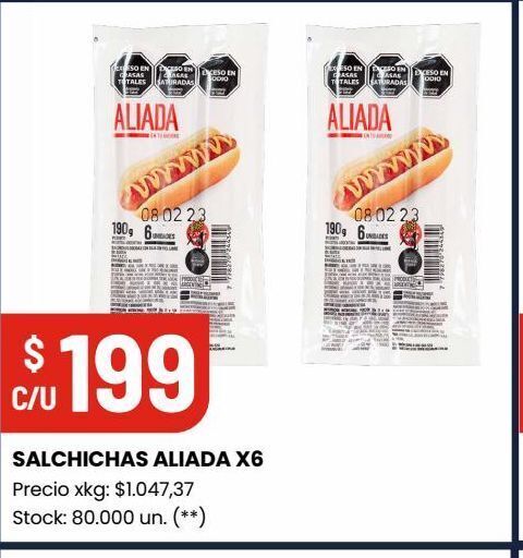 Changomas Salchichas aliada x6 oferta