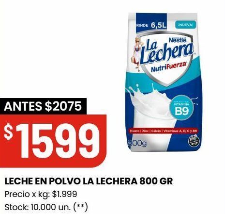 Changomas Leche en polvo la lechera 800 gr oferta