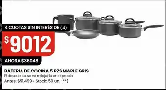 Changomas Bateria de cocina 5 pzs maple gris oferta