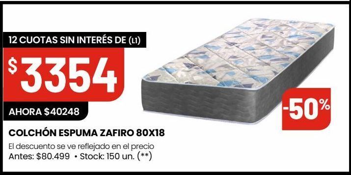 Changomas Colchón espuma zafiro 80x18 oferta