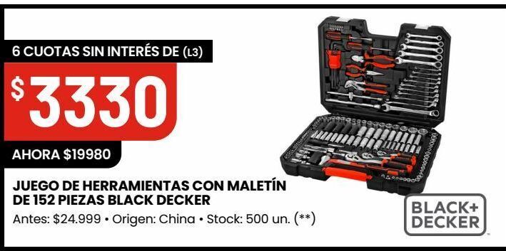 Changomas Juego de herramientas con maletín de 152 piezas black decker oferta