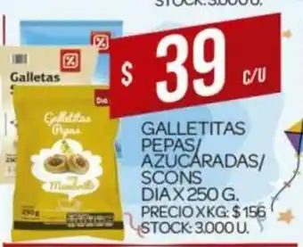 Supermercados DIA Galletitas Pepas/ Azucaradas Scons Dia x 250g oferta