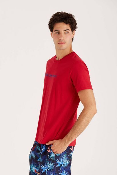 Macowens Remera de jersey con estampa roja oferta