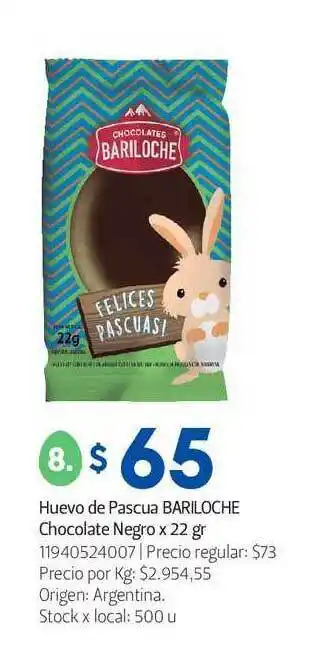 Jumbo Bariloche Huevo De Pascua Chocolate Negro 22gr oferta