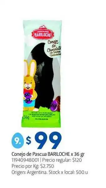 Bariloche Conejo De Pascua 36gr